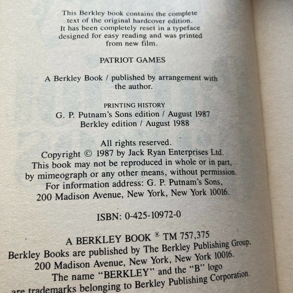 2 Tom Clancy ~ Red Storm Rising & The Patriot Games ~ 1980s Paperbacks Vintage - Picture 6 of 6